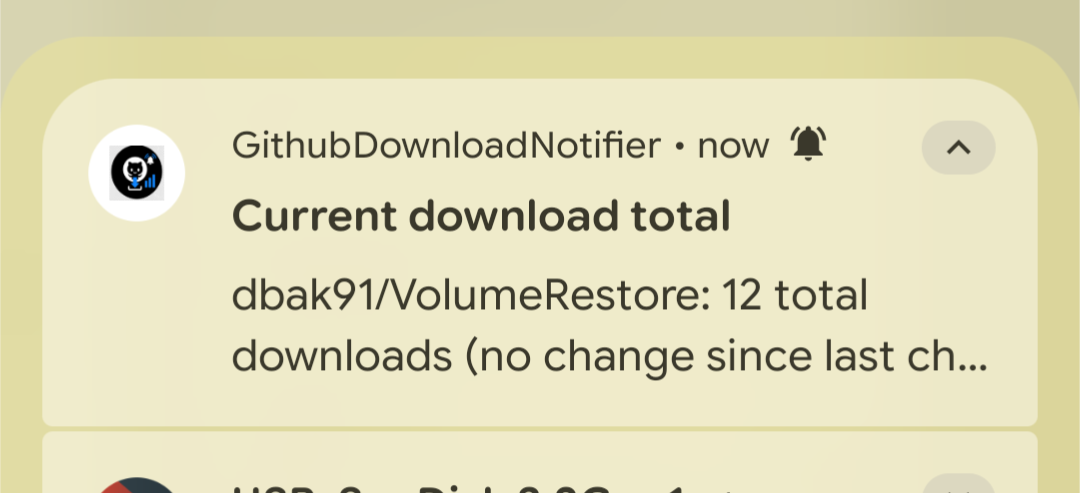 Screenshot of the GitHubDownloadNotifier Android app (settings)