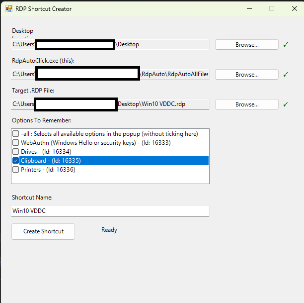 Screenshot of RdpOneClick